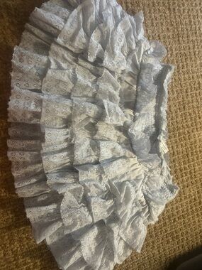 Light Blue Lace Ruffle Mini Skirt